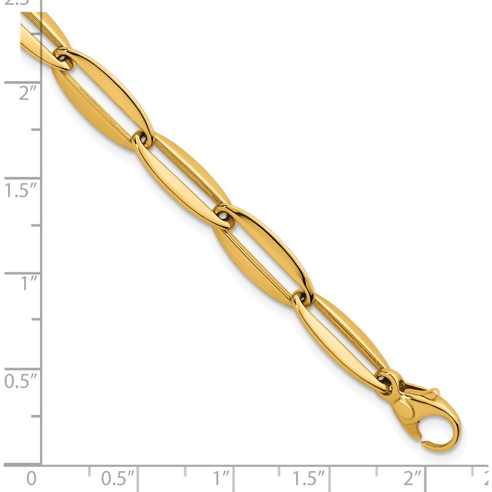 14K Yellow Gold 7mm Polished Long Oval Link Bracelet with Lobster Clasp - 7.5 Inch by 0