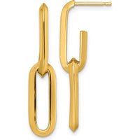 14K Yellow Gold 7mm Polished Paperclip Link Drop Earrings by 0