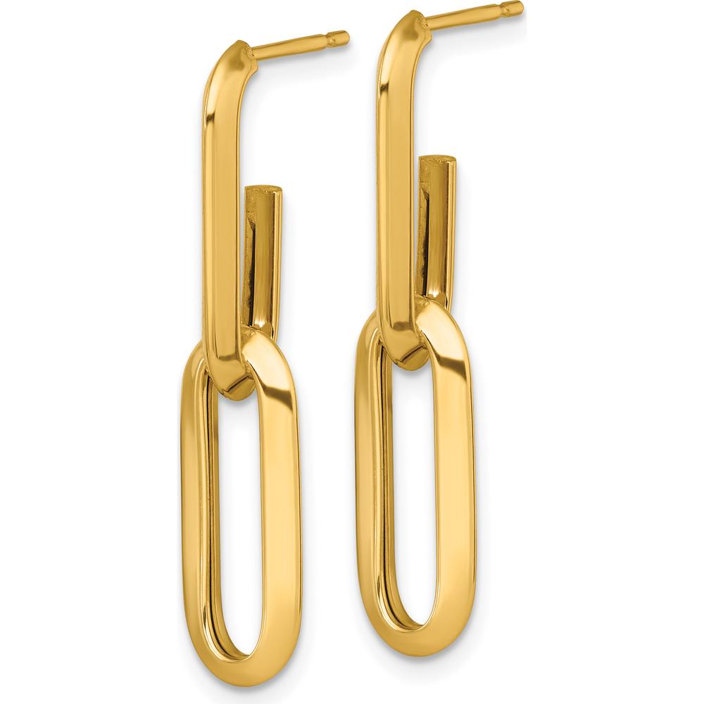 14K Yellow Gold 7mm Polished Paperclip Link Drop Earrings by 0