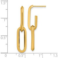 14K Yellow Gold 7mm Polished Paperclip Link Drop Earrings by 0