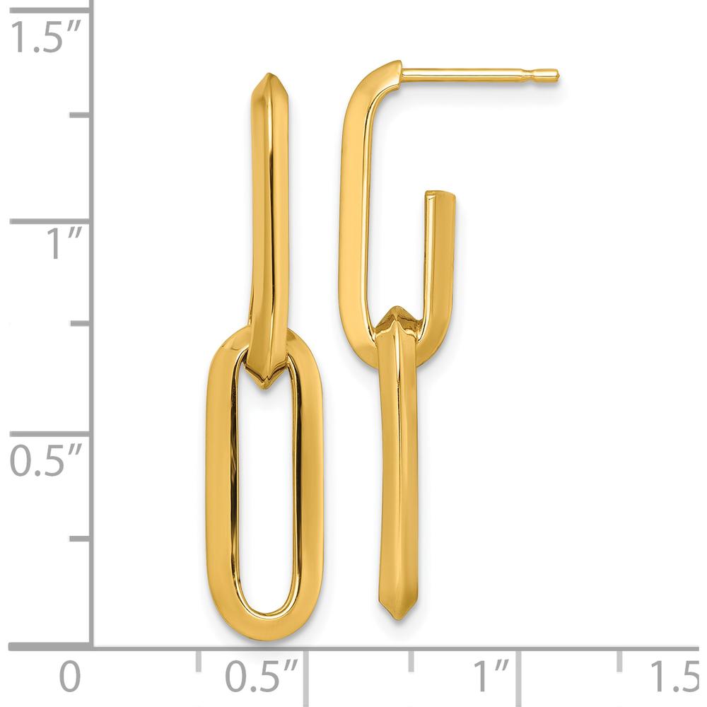 14K Yellow Gold 7mm Polished Paperclip Link Drop Earrings by 0