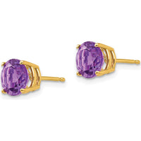 14K Yellow Gold 7mm Round Amethyst Stud Earrings - 1.1 Carat Total Amethyst Weight by Monteluci Fine Jewelry