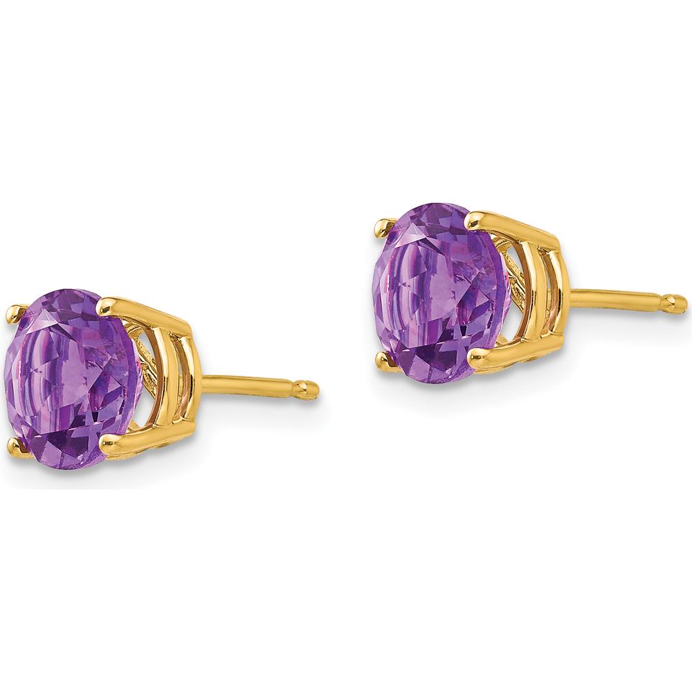 14K Yellow Gold 7mm Round Amethyst Stud Earrings - 1.1 Carat Total Amethyst Weight by Monteluci Fine Jewelry