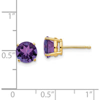 14K Yellow Gold 7mm Round Amethyst Stud Earrings - 1.1 Carat Total Amethyst Weight by Monteluci Fine Jewelry