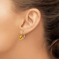 14K Yellow Gold 7mm Round Citrine Leverback Earrings - 1.25 Carat Total Gem Weight by Monteluci Fine Jewelry