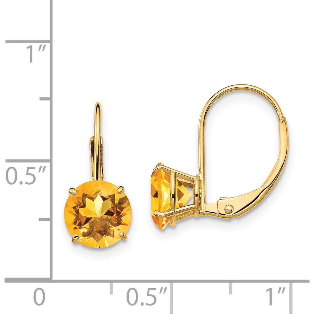 14K Yellow Gold 7mm Round Citrine Leverback Earrings - 1.25 Carat Total Gem Weight by Monteluci Fine Jewelry