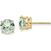 14K Yellow Gold 7mm Round Green Quartz Stud Earrings - 1.25 Carat Total Green Quartz Weight by Monteluci Fine Jewelry