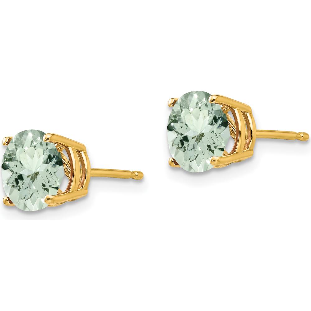 14K Yellow Gold 7mm Round Green Quartz Stud Earrings - 1.25 Carat Total Green Quartz Weight by Monteluci Fine Jewelry