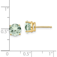 14K Yellow Gold 7mm Round Green Quartz Stud Earrings - 1.25 Carat Total Green Quartz Weight by Monteluci Fine Jewelry