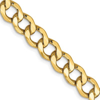 14K Yellow Gold 7mm Semi-Solid Curb Chain Necklace - 22 Inches by Oro Pregiato