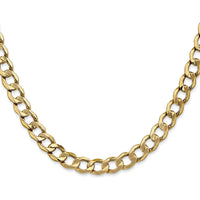 14K Yellow Gold 7mm Semi-Solid Curb Chain Necklace - 22 Inches by Oro Pregiato