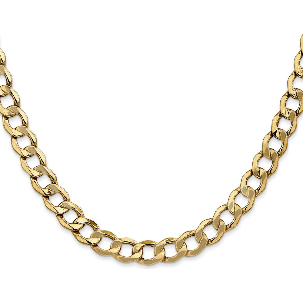 14K Yellow Gold 7mm Semi-Solid Curb Chain Necklace - 22 Inches by Oro Pregiato