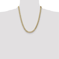 14K Yellow Gold 7mm Semi-Solid Curb Chain Necklace - 22 Inches by Oro Pregiato