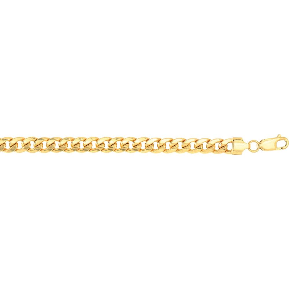 14K Yellow Gold 7mm Semi-Solid Miami Cuban Bracelet with Polished Finish - 8.5" by Orozza Fine Jewelry