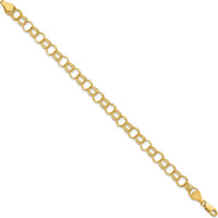 14K Yellow Gold 7mm Solid Triple Link 8" Charm Bracelet by Oro Pregiato
