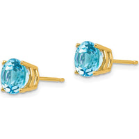 14K Yellow Gold 7mm Swiss Blue Topaz Stud Earrings - 1.6 Carat Total Gem Weight by Monteluci Fine Jewelry