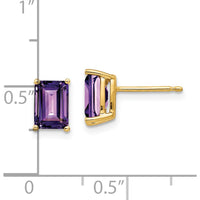 14K Yellow Gold 7x5mm Emerald Cut Amethyst Stud Earrings - 0.9 Carat Total Gem Weight by Monteluci Fine Jewelry