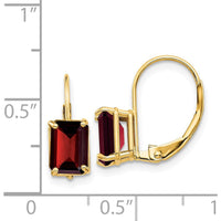14K Yellow Gold 7x5mm Emerald Cut Garnet Leverback Earrings - 1.25 Carat Total Garnet Weight by Monteluci Fine Jewelry
