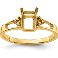 14K Yellow Gold 7x5mm Emerald-Cut Gemstone Ring Mounting for Custom Stone by Monteluci Fine Jewelry