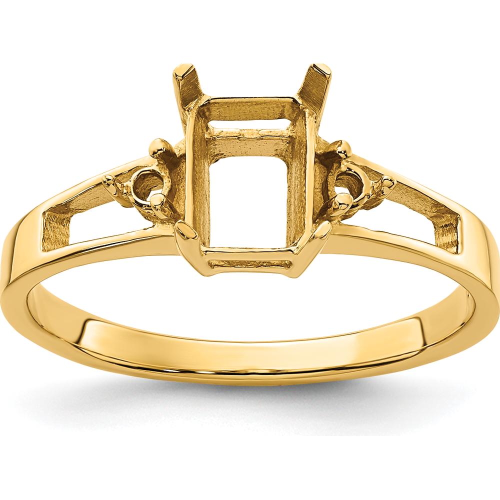 14K Yellow Gold 7x5mm Emerald-Cut Gemstone Ring Mounting for Custom Stone by Monteluci Fine Jewelry