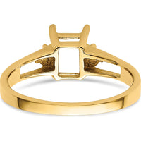 14K Yellow Gold 7x5mm Emerald-Cut Gemstone Ring Mounting for Custom Stone by Monteluci Fine Jewelry