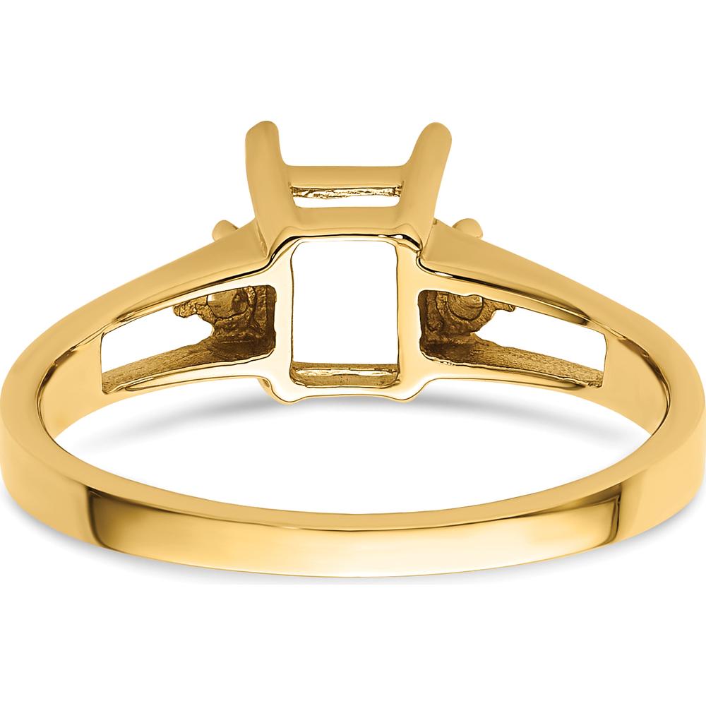 14K Yellow Gold 7x5mm Emerald-Cut Gemstone Ring Mounting for Custom Stone by Monteluci Fine Jewelry