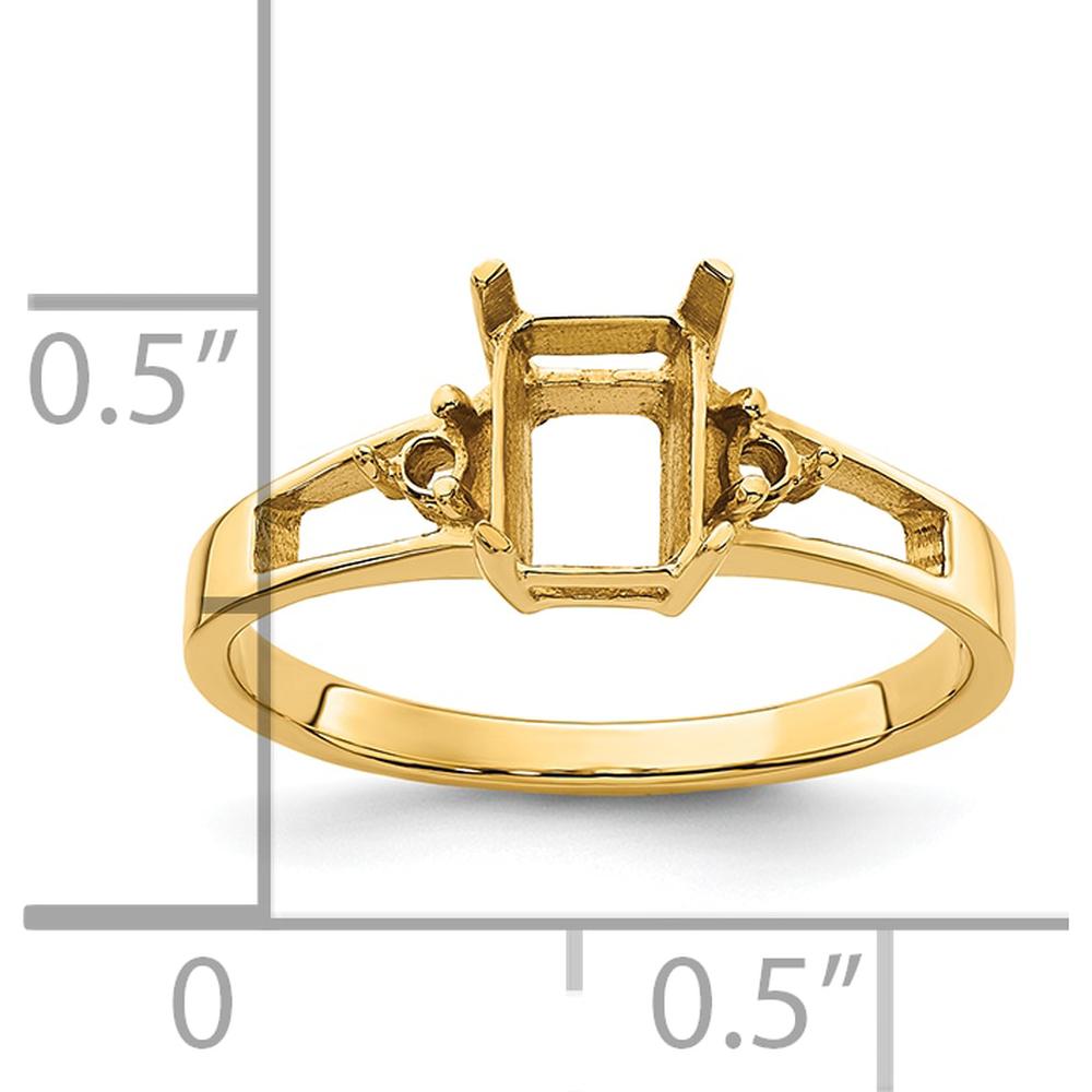 14K Yellow Gold 7x5mm Emerald-Cut Gemstone Ring Mounting for Custom Stone by Monteluci Fine Jewelry