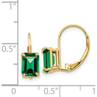 14K Yellow Gold 7x5mm Emerald Cut Mount St. Helens Leverback Earrings - 1 Carat Total Helenite Weight by Monteluci Fine Jewelry