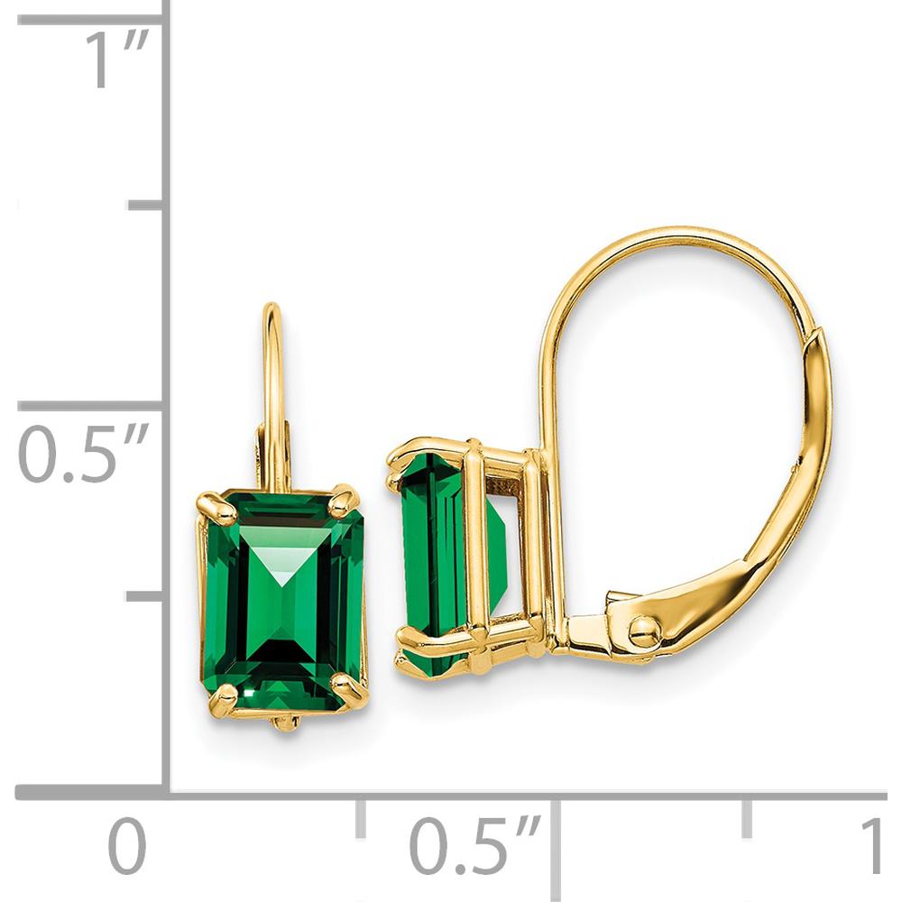 14K Yellow Gold 7x5mm Emerald Cut Mount St. Helens Leverback Earrings - 1 Carat Total Helenite Weight by Monteluci Fine Jewelry