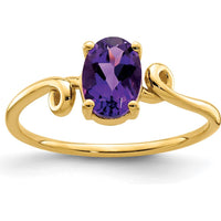 14K Yellow Gold 7x5mm Oval Amethyst Checkerboard Ring - 0.75 Carat Total Amethyst Weight by Monteluci Fine Jewelry