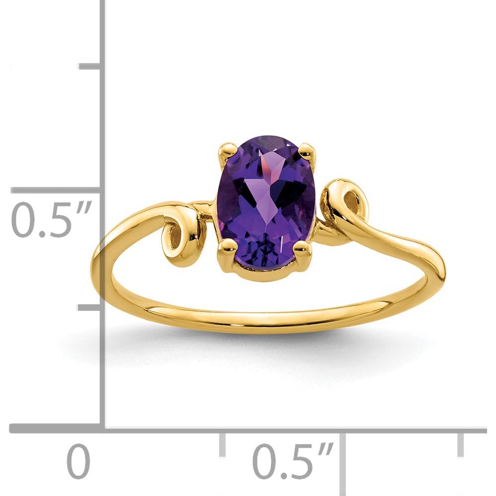 14K Yellow Gold 7x5mm Oval Amethyst Checkerboard Ring - 0.75 Carat Total Amethyst Weight by Monteluci Fine Jewelry