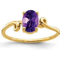 14K Yellow Gold 7x5mm Oval Amethyst Ring - 0.75 Carat Natural Faceted Amethyst by Monteluci Fine Jewelry