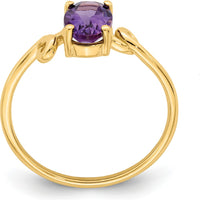 14K Yellow Gold 7x5mm Oval Amethyst Ring - 0.75 Carat Natural Faceted Amethyst by Monteluci Fine Jewelry
