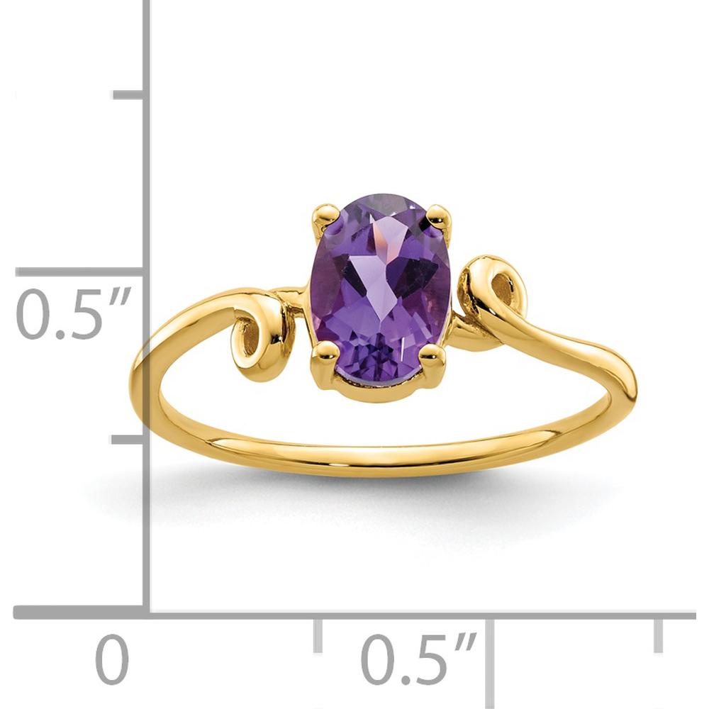 14K Yellow Gold 7x5mm Oval Amethyst Ring - 0.75 Carat Natural Faceted Amethyst by Monteluci Fine Jewelry