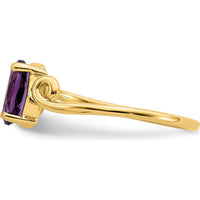 14K Yellow Gold 7x5mm Oval Amethyst Ring - 0.75 Carat Natural Faceted Amethyst by Monteluci Fine Jewelry