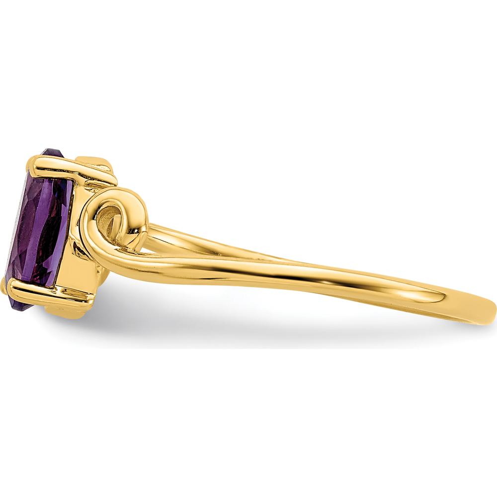 14K Yellow Gold 7x5mm Oval Amethyst Ring - 0.75 Carat Natural Faceted Amethyst by Monteluci Fine Jewelry
