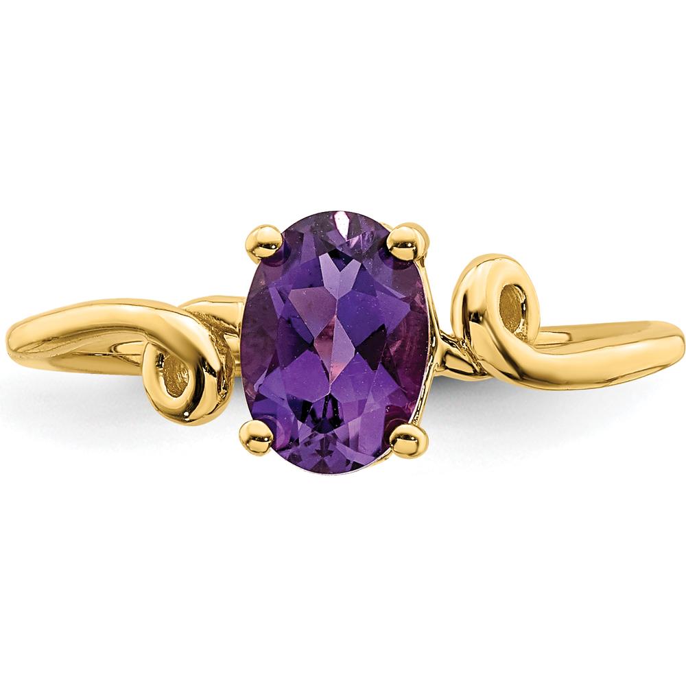 14K Yellow Gold 7x5mm Oval Amethyst Ring - 0.75 Carat Natural Faceted Amethyst by Monteluci Fine Jewelry