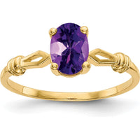 14K Yellow Gold 7x5mm Oval Amethyst Ring - 0.75 Carat Total Amethyst Weight by Monteluci Fine Jewelry
