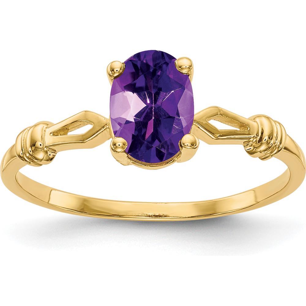 14K Yellow Gold 7x5mm Oval Amethyst Ring - 0.75 Carat Total Amethyst Weight by Monteluci Fine Jewelry