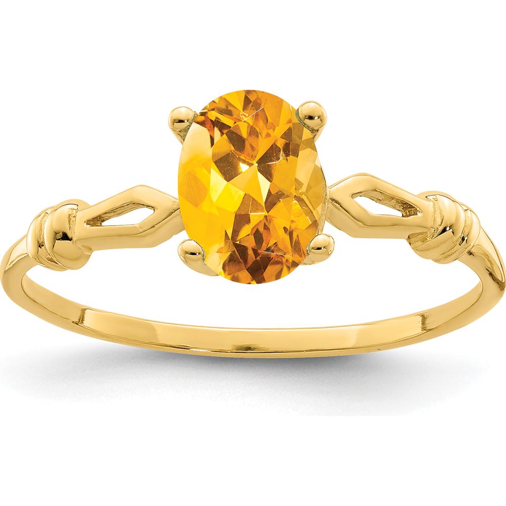 14K Yellow Gold 7x5mm Oval Citrine Ring - 0.80 Carat Natural Faceted Gemstone by Monteluci Fine Jewelry