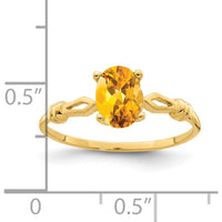 14K Yellow Gold 7x5mm Oval Citrine Ring - 0.80 Carat Natural Faceted Gemstone by Monteluci Fine Jewelry