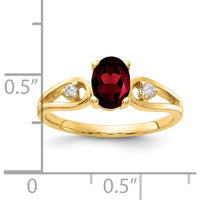 14K Yellow Gold 7x5mm Oval Garnet and Diamond 3-Stone Ring - 1.05 Carat Total Gem Weight by Monteluci Fine Jewelry
