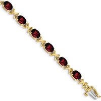 14K Yellow Gold 7x5mm Oval Garnet Tennis Bracelet with Prong Setting - 1.00 Carats Total Garnet Weight by Monteluci Fine Jewelry