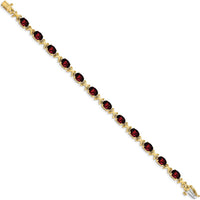 14K Yellow Gold 7x5mm Oval Garnet Tennis Bracelet with Prong Setting - 1.00 Carats Total Garnet Weight by Monteluci Fine Jewelry