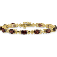 14K Yellow Gold 7x5mm Oval Garnet Tennis Bracelet with Prong Setting - 1.00 Carats Total Garnet Weight by Monteluci Fine Jewelry