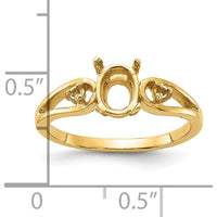 14K Yellow Gold 7x5mm Oval Gemstone Mounting Ring with Split Shank and Polished Finish by Monteluci Fine Jewelry