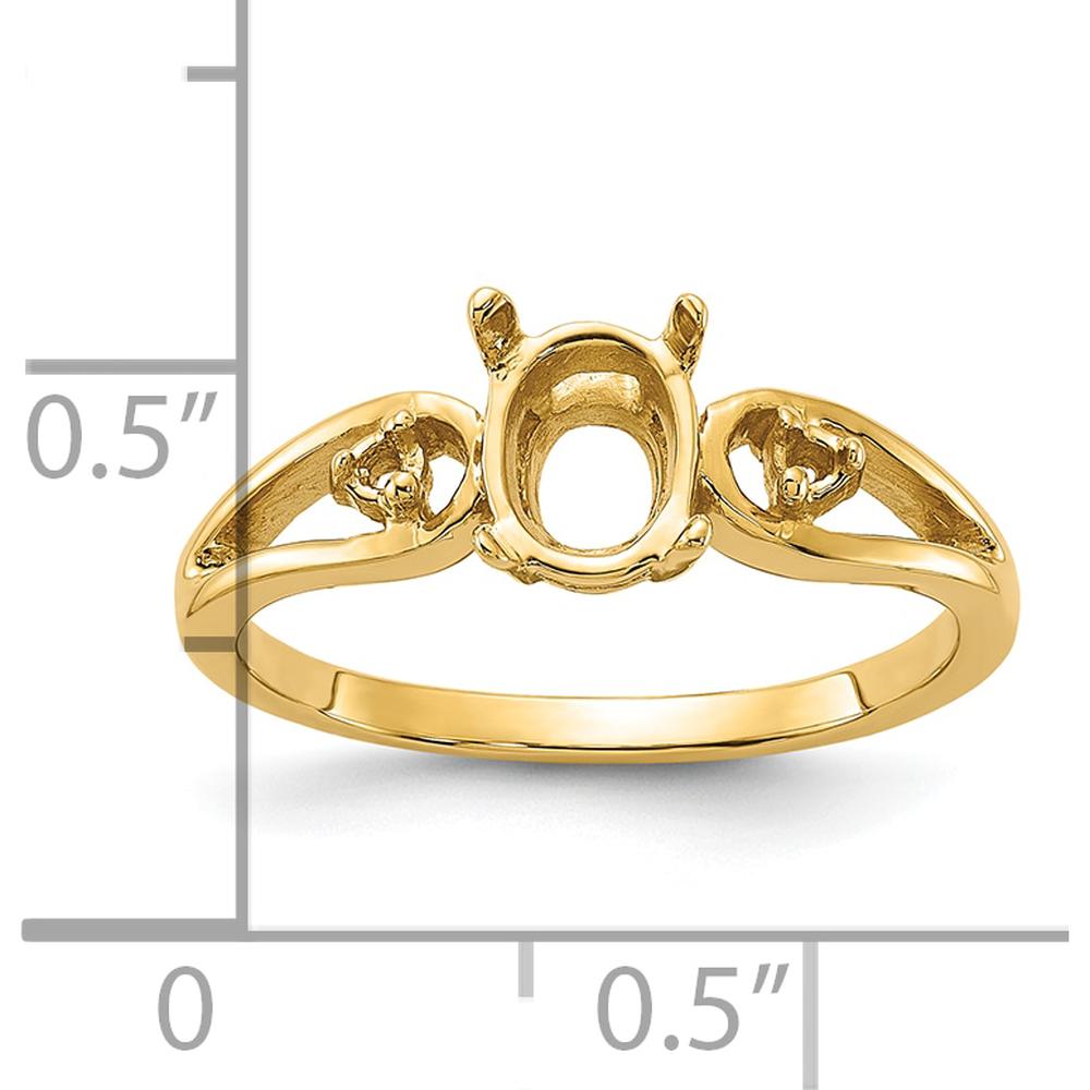14K Yellow Gold 7x5mm Oval Gemstone Mounting Ring with Split Shank and Polished Finish by Monteluci Fine Jewelry