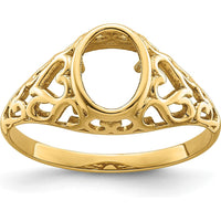 14K Yellow Gold 7x5mm Oval Gemstone Ring Mounting - Polished Finish by Monteluci Fine Jewelry