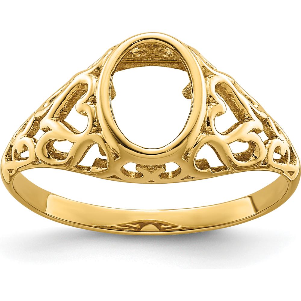 14K Yellow Gold 7x5mm Oval Gemstone Ring Mounting - Polished Finish by Monteluci Fine Jewelry