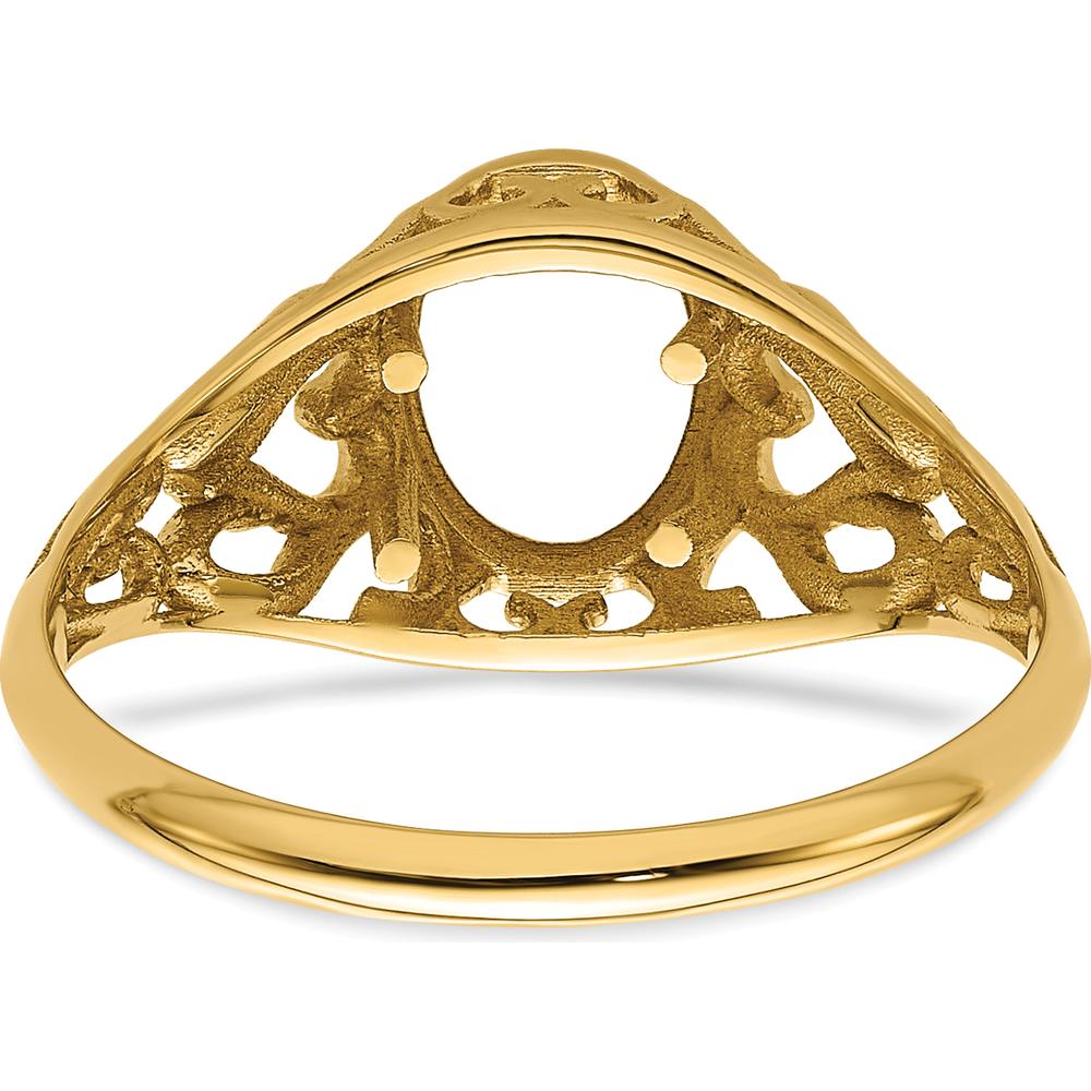 14K Yellow Gold 7x5mm Oval Gemstone Ring Mounting - Polished Finish by Monteluci Fine Jewelry